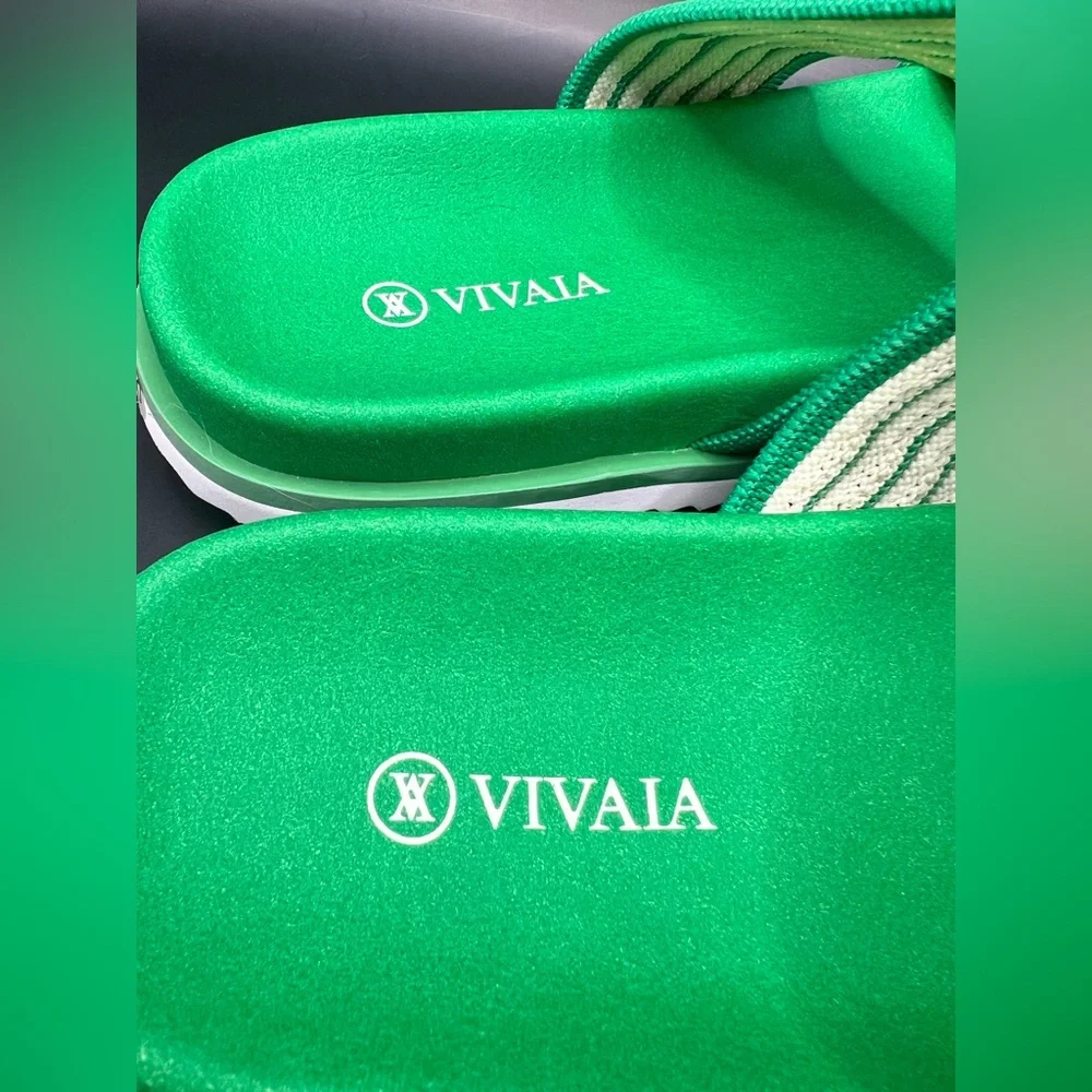 Vivaia- Green Double-Strap Slide Sandals, New‎ with stickers- Size:40